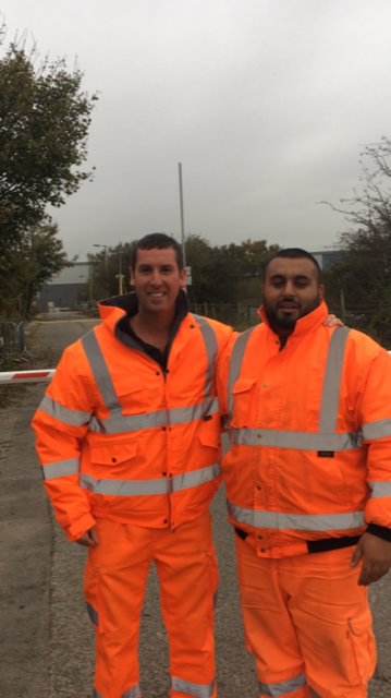 Alan Lingwood Director with Mohammed Munir at Amey Sersa site, Alker Lane, Bolton